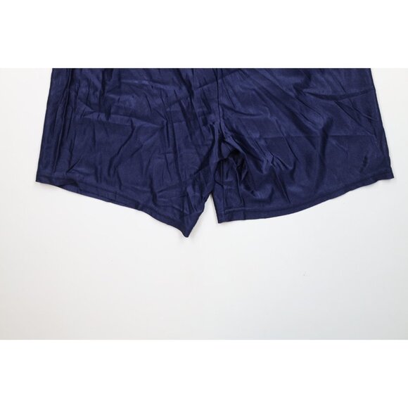 Vintage 90s Wilson Mens Large Blank Silky Nylon Basketball Shorts Navy Blue USA - Picture 13 of 13